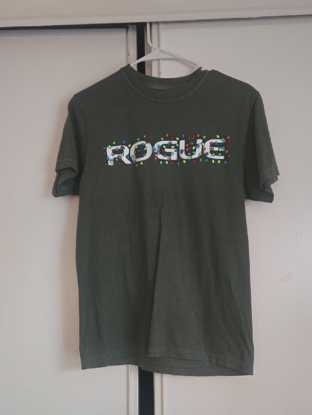 Rogue Olive Green Tee with Colorful Light Graphic